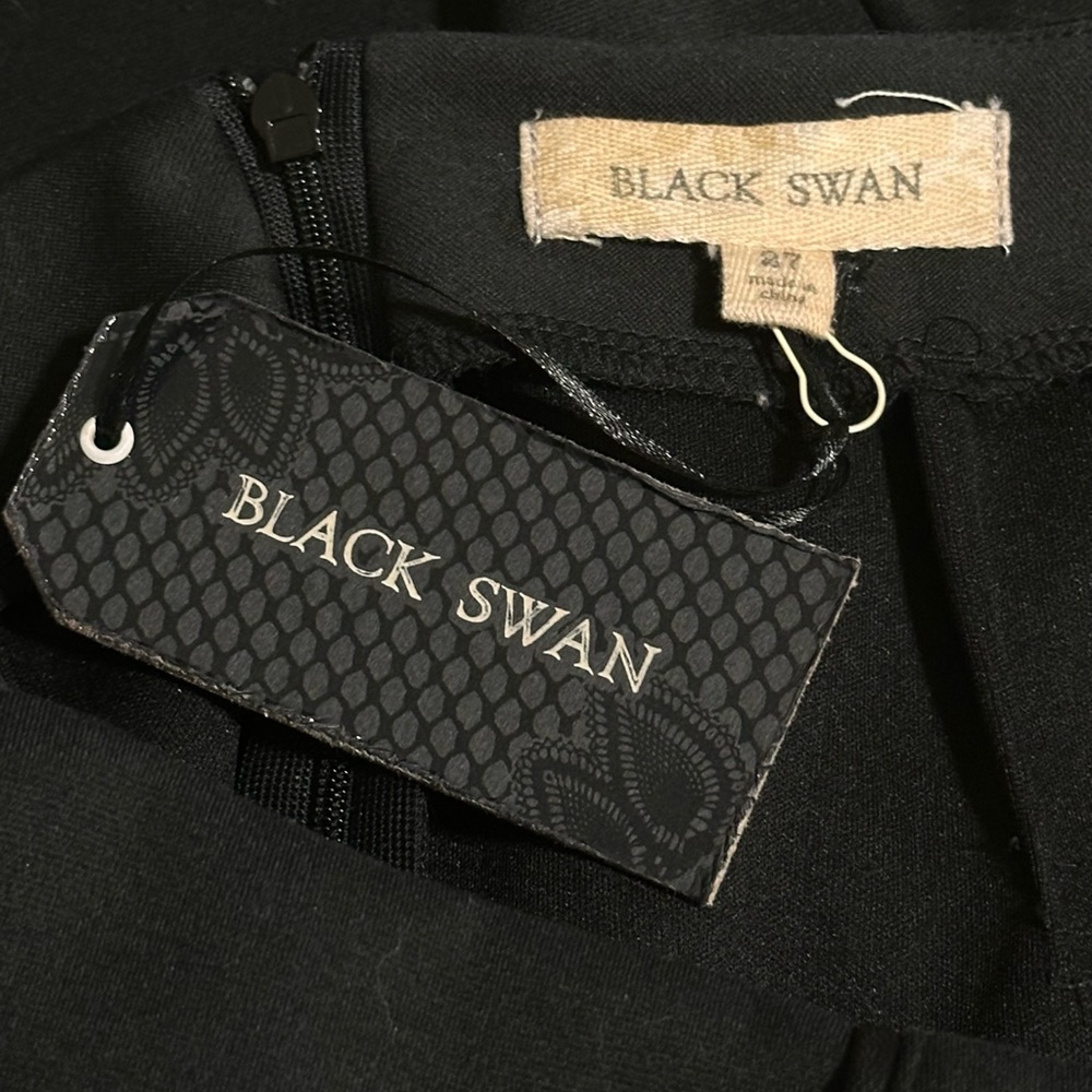 NEW! Black Swan Classic Black Pencil‎ Skirt With Leather Details  Size 27 NWT - Picture 7 of 9